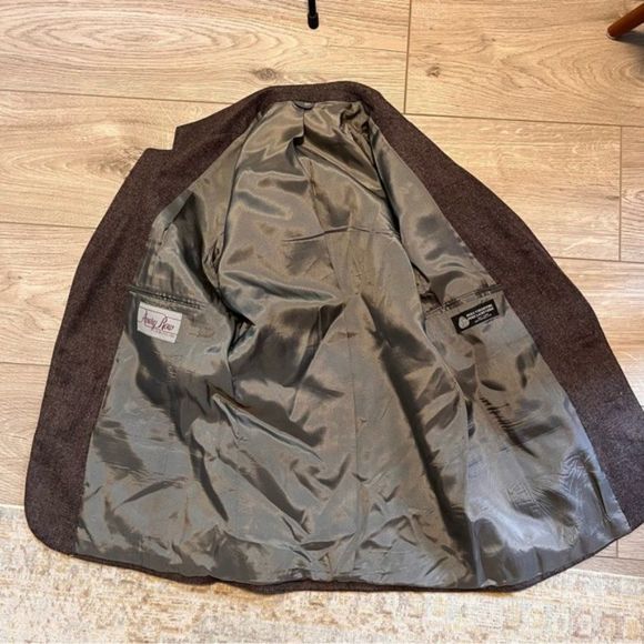 Vintage 100% virgin wool dark brown women blazer size S - Picture 6 of 10